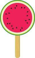 Round slice of watermelon ice cream on a stick vector