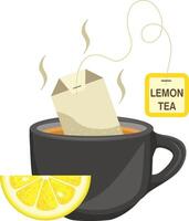 Cup of hot lemon tea vector