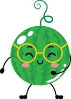 Funny watermelon character mascot with glasses vector