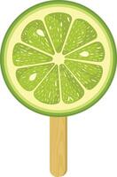 Green lemon ice cream on a wooden stick vector