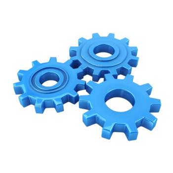 3d render do azul engrenagens ícone isolado em uma transparente fundo png