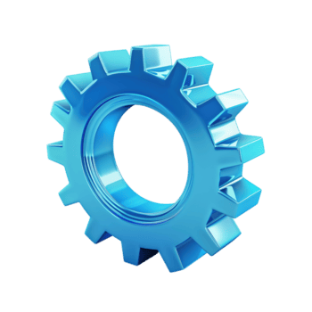 3d render do azul engrenagens ícone isolado em uma transparente fundo png