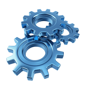 3d render do azul engrenagens ícone isolado em uma transparente fundo png