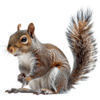 A squirrel with a bushy tail, isolated on a transparent background png
