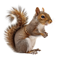 A squirrel with a bushy tail, isolated on a transparent background png