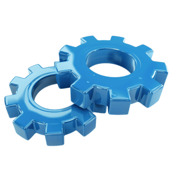 3d render do azul engrenagens ícone isolado em uma transparente fundo png