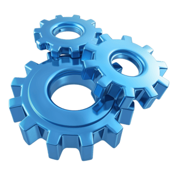 3d render do azul engrenagens ícone isolado em uma transparente fundo png