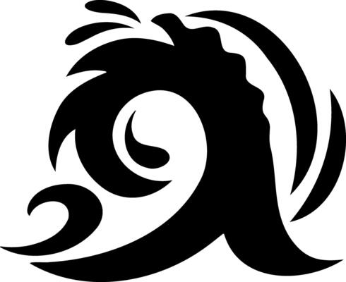 Doodle water wave clipart Hand drawn art. Stencil