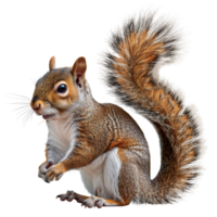A squirrel with a bushy tail, isolated on a transparent background png