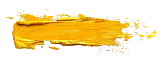 A vibrant stroke of yellow paint texture, isolated on a clean white canvas isolated on a transparent background png