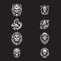 set of skulls with ghost logo design template vector