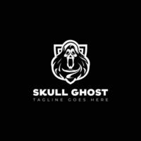 skull with ghost logo design template vector