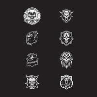 set of skulls with ghost logo design template vector