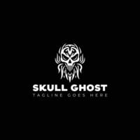 skull with ghost logo design template vector