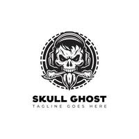 skull with ghost logo design template vector