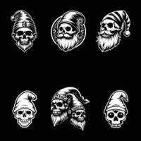 set of skulls with gnome's logo design template vector