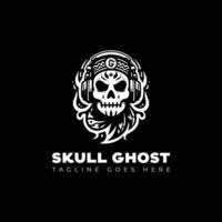 skull with ghost logo design template vector