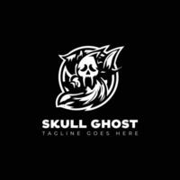 skull with ghost logo design template vector