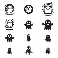 set of cute ghost's silhouette logo icon design vector