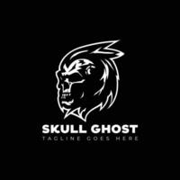 skull with ghost logo design template vector