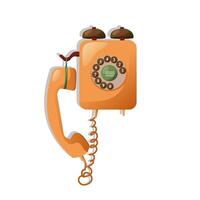 Retro phone with cord vector