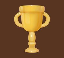 3D Trophy Cup With Handles. vector