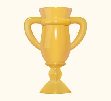 3d amarillo trofeo taza. vector