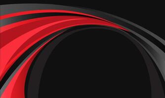Abstract red grey metallic curve geometric on black design modern futuristic creative background vector