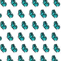 Azure Butterflies Pattern on a White Backdrop. Tropical Harmony. Majestic Butterfly Wingspan. Botanical Backdrop. Wings Wedding Wrapping Element. Exotic Ethereal Design. illustration vector