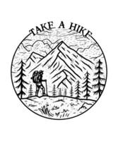 go take a hike mountain hand drawn t shirt design vector