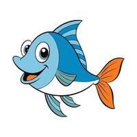 Cartoon cheerful smiling Fish, in childrens style bright color illustration isolated on white background. vector
