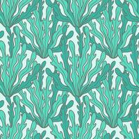 Seaweed on the ocean bottom pattern seamless. vector