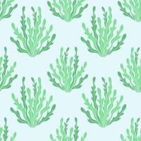 Seaweed on the ocean bottom pattern seamless. vector