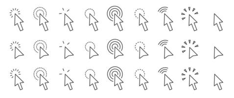 Click an icon set. Pointer arrow icons. Cursor icons. vector