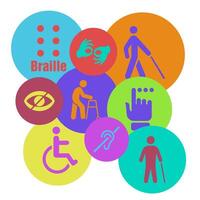 Set of disability icons. Icons of mental, physical, sensory, intellectual limitations. vector