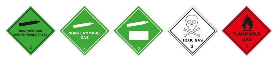 Flammable, non-flammable, non-toxic gases and toxic gases. vector