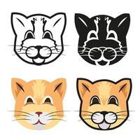 Cat in different styles. The face of a smiling cat. Good cat face. Art for decoration. vector