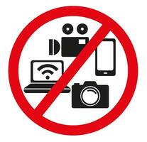 Prohibition of photography, as well as the use of gadgets. Stop fixing. vector