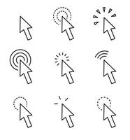 Arrow tools, computer interface button. Collection of isolated characters. vector