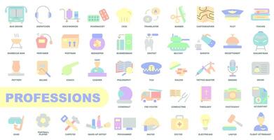 Set of icons of various professions. Professions and career. Set of color icons. vector