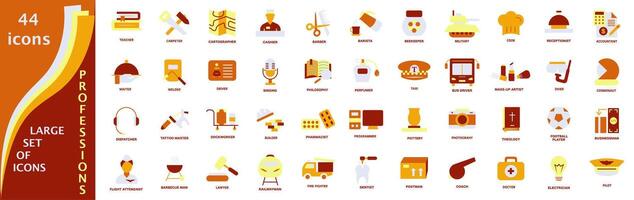 Set of icons of various professions. Professions and career. A set of icons in several colors. vector