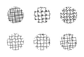 Set of round abstract black Backgrounds or Patterns. Hand drawn circle doodle shapes. Spots, drops, curves, Lines. Contemporary modern trendy vector