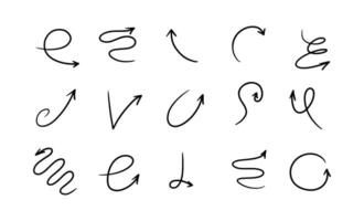 Hand drawn arrows set. Scribble lines, swirls arrows, scrawls. Doodle drawing. Direction pointers. vector