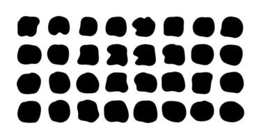 Liquid blob shapes, organic random forms, black fluid silhouette, simple smooth ink stain. Flat design elements. illustration vector
