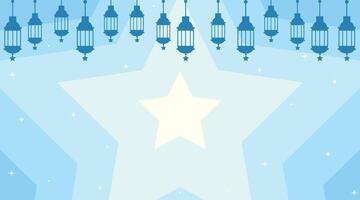 Ramadhan blue background with lamp and sparkles. Illustration vector