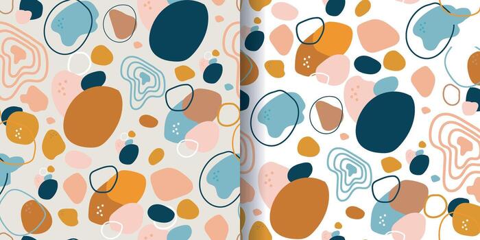 abstract seamless patterns with different hand drawn shapes vector