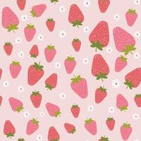 seamless pattern with strawberries on pink background vector
