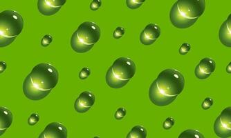 Water Transparent Drops Seamless Pattern on green background. vector