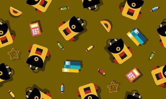 School seamless pattern. Stationery background texture. color bag. vector