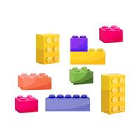 Isometric building brick block toys 3d isometric icon for children. Colorful bricks toy isolated on background. vector